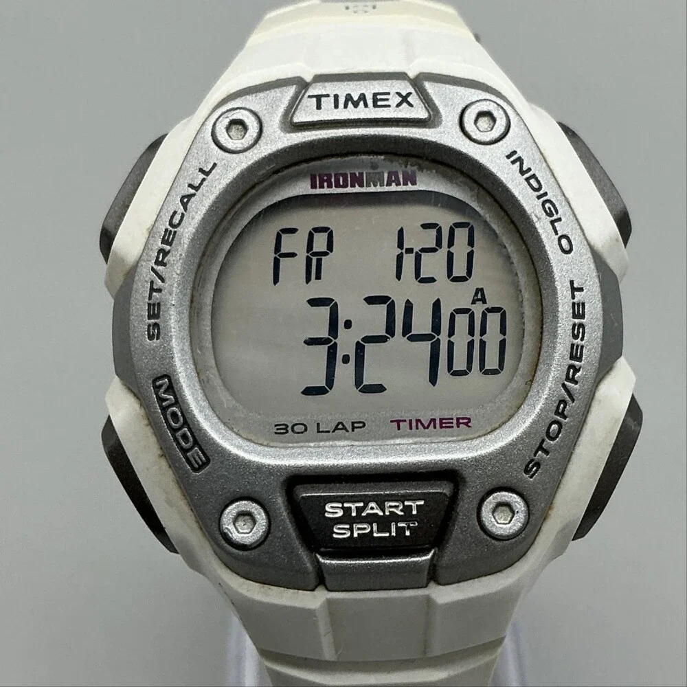 Timex Ironman 30 Lap Womens Watch 37mm Silver Tone Digital Indiglo New Battery